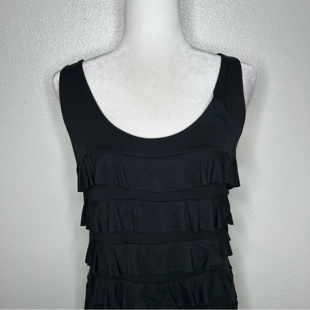 Express Womens Black Sleeveless Tiered Mini Bodycon Dress Scoop Neck Size M LBD - Picture 2 of 9